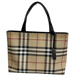 Burberry Tan and Black Check Tote